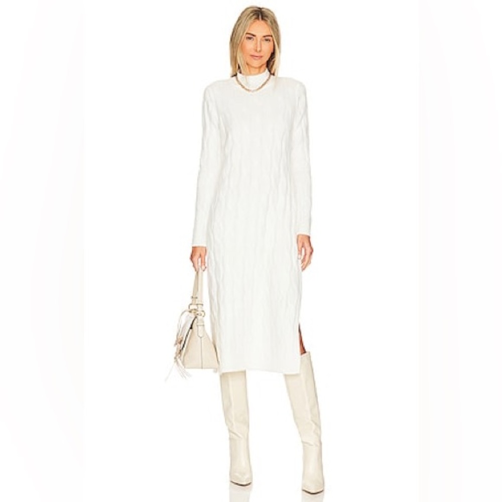 1. State Womens White Cable Knit Long Sleeve Sweater Dress Size